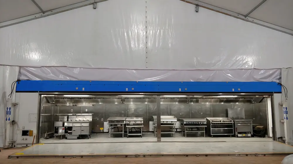 Temporary kitchen by RKSMS for disaster relief projects.