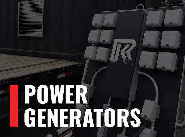 Image of a power generator with the words "Power Generators"