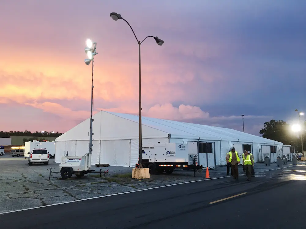Turnkey temporary structure by RKSMS for disaster relief projects.